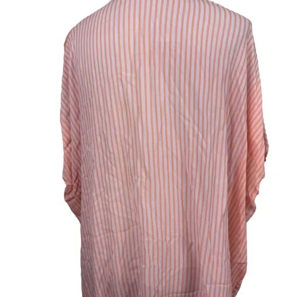Saachi Striped peach and White Button-Up Shirt size large - Picture 3 of 11